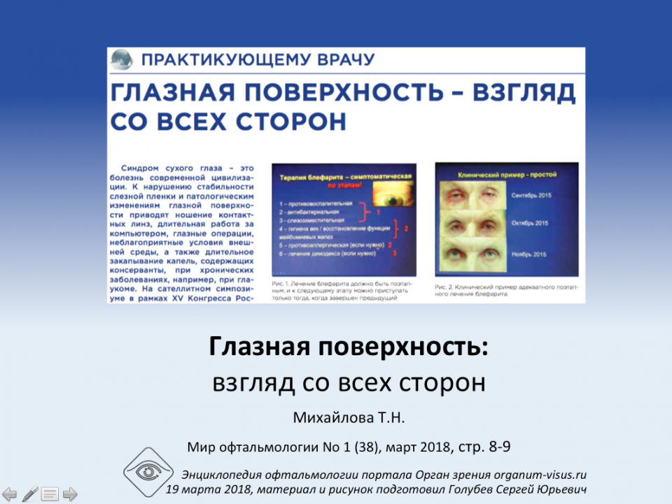 Глазная поверхность Взгляд со всех сторон Михайлова Т.Н.