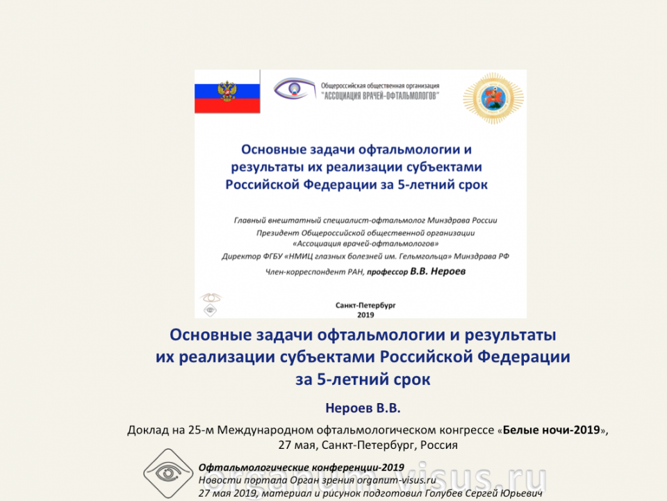 Основные задачи офтальмологии Российской Федерации Нероев В.В.