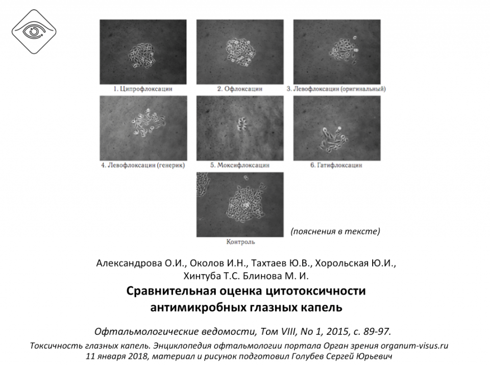 Цитотоксичность глазных капель Александрова О.И.