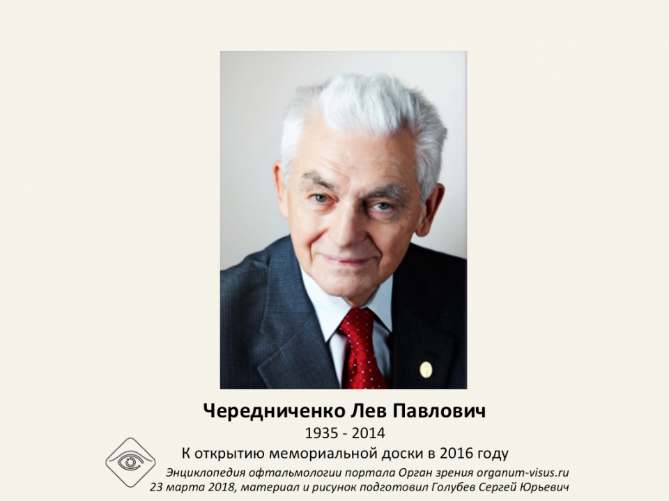 История офтальмологии России Профессор Чередниченко Л.П.