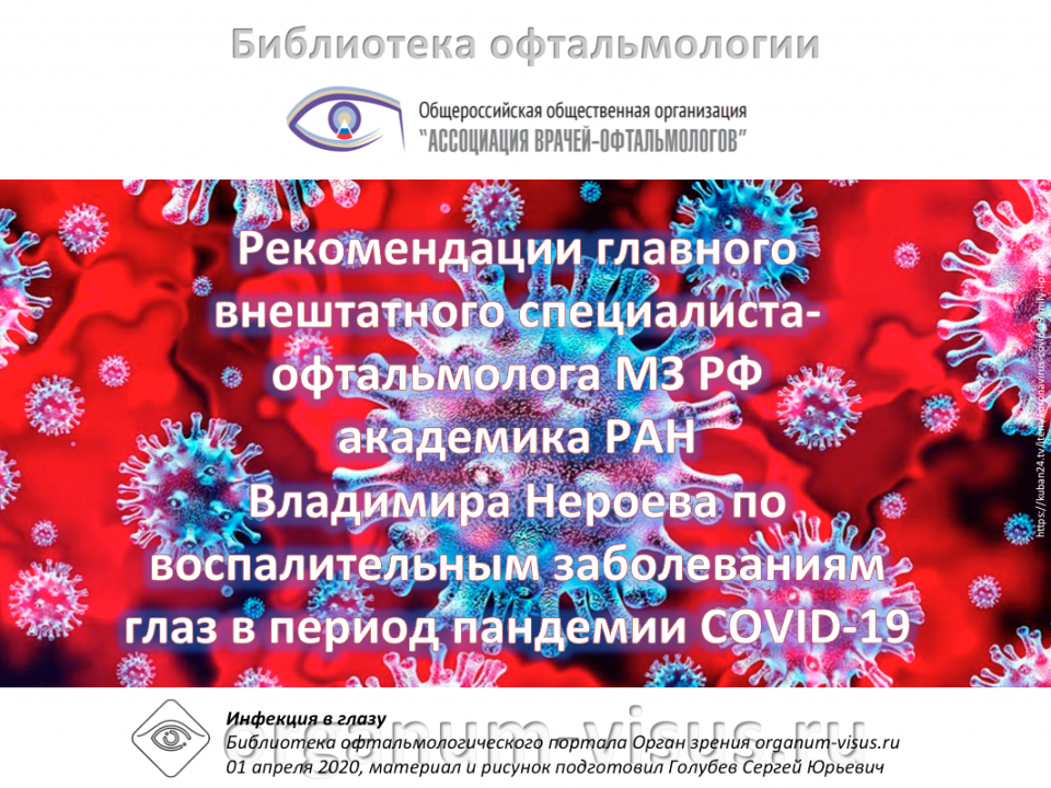 Рекомендации Главного офтальмолога МЗ РФ Нероева В.В. COVID 19