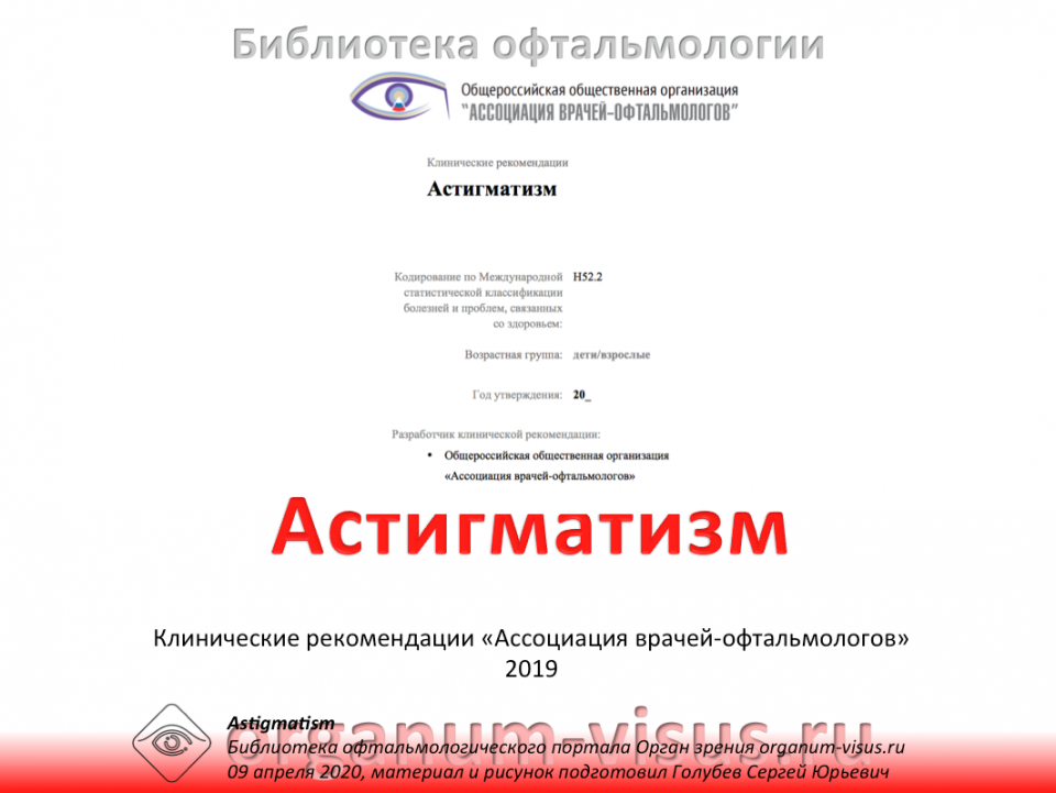 Клинические рекомендации Астигматизм