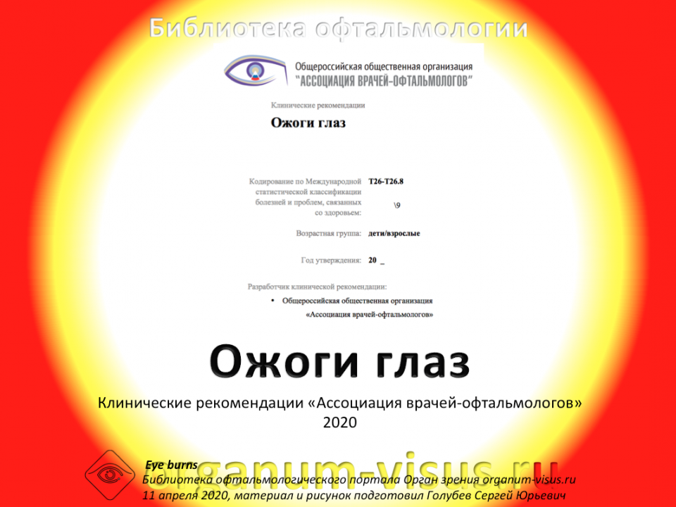Клинические рекомендации Ожоги глаз
