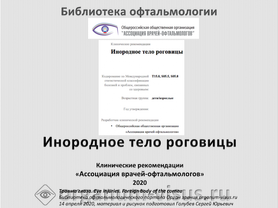 Клинические рекомендации Инородное тело роговицы