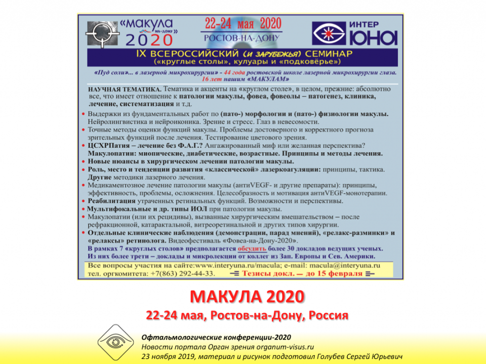Новости офтальмологии МАКУЛА 2020