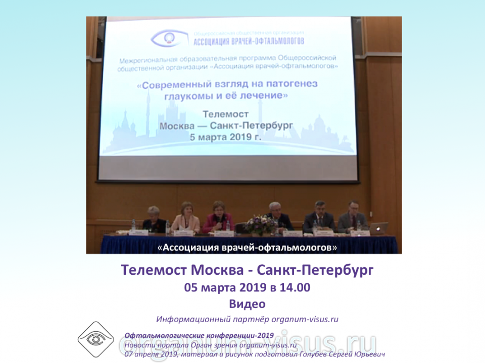 Глаукома Телемост Москва Санкт-Петербург 2019 Видео