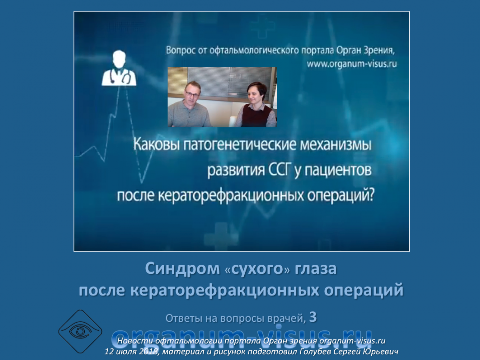 Сухой глаз после кератрефракционной хирургии Патогенез