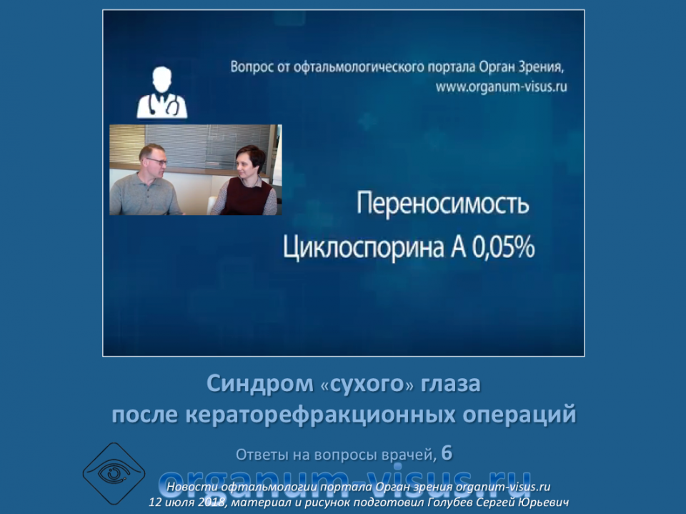 Сухой глаз Переносимость Циклоспорин А 0,05%